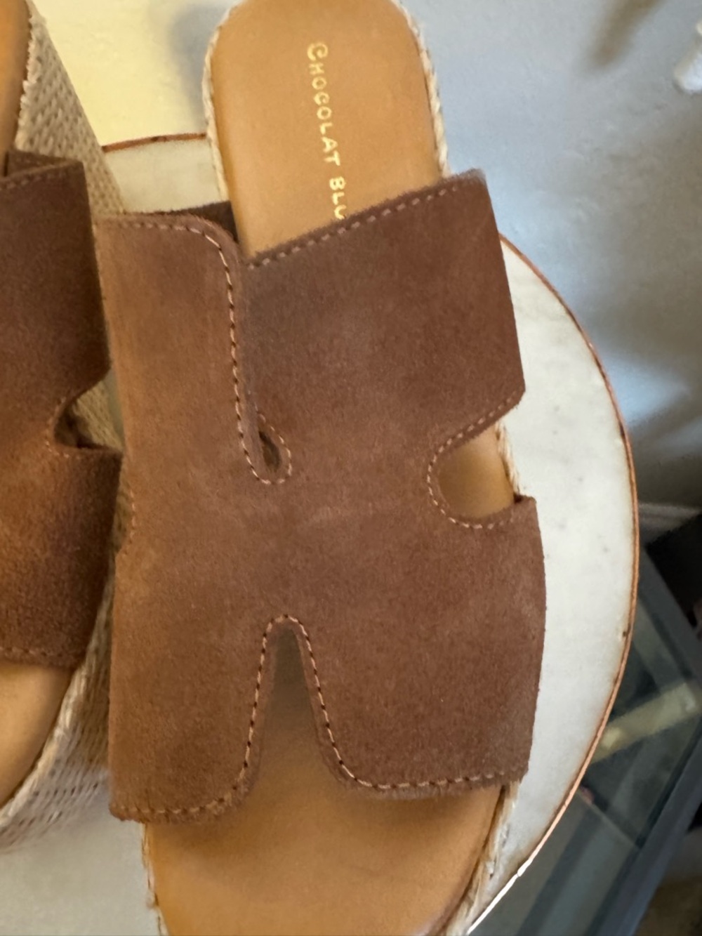 Chocolat Blu Brown Suede Espadrille Wedge Sandals - Picture 2 of 5